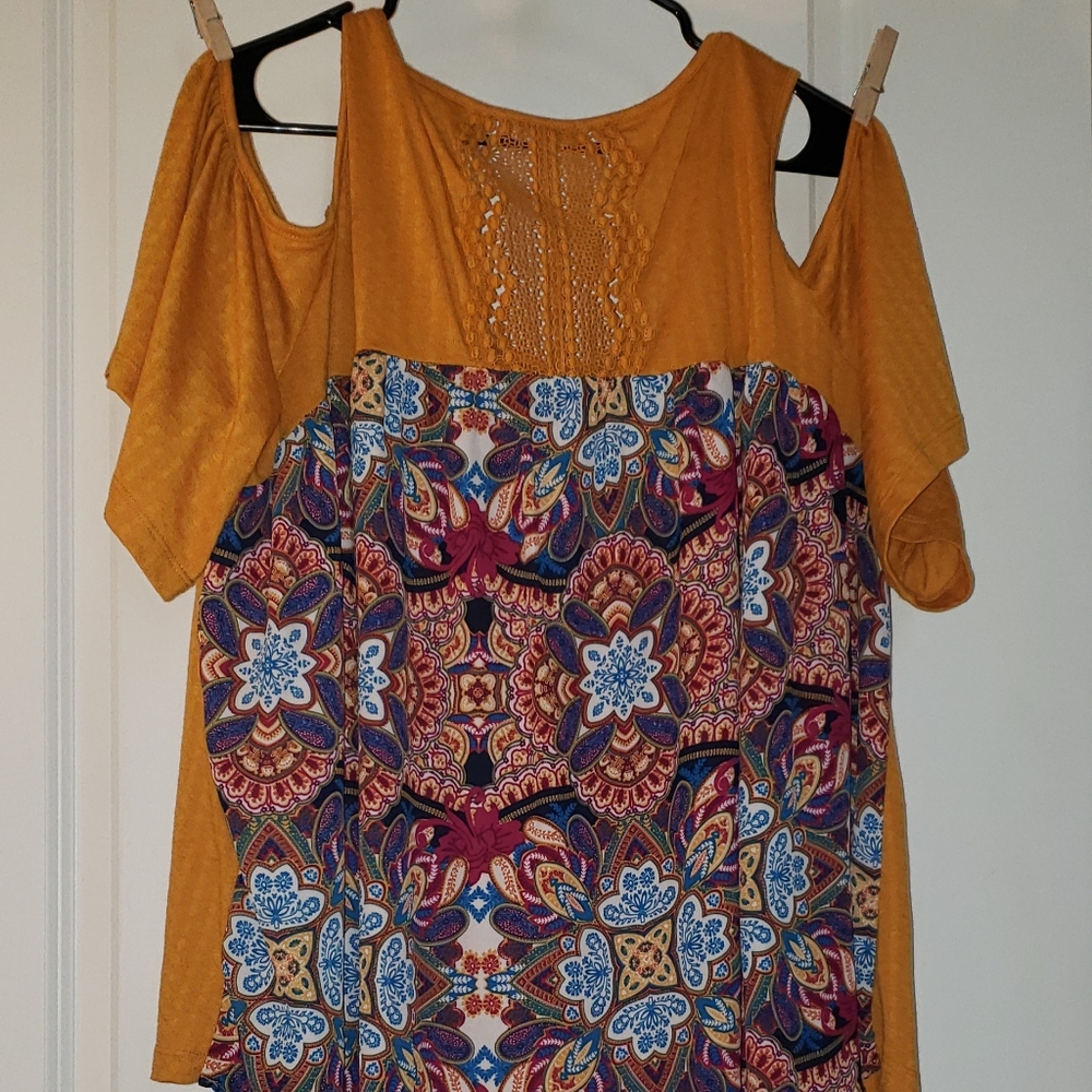 Solid Front Bohemian Back Shoulders Out